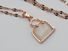 Load image into Gallery viewer, Natural Purse Bag Shaped White Cat Eye Pendant Necklace