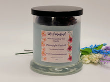 Load image into Gallery viewer, Pineapple Orchid Natural Soy Wax Candle Highly Scented with Lapis Lazuli Crystals