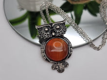 Load image into Gallery viewer, Whimsical Wisdom: Carnelian Owl Pendant Necklace - 18 Inches of Charm
