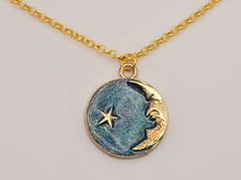 Load image into Gallery viewer, Moon Star Pendant Necklace - Trendy Moon necklace Gold tone