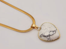 Load image into Gallery viewer, Handmade Crystal Choker Necklace Gold Tone Wrapped Howite Healing Crystal Heart