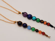Load image into Gallery viewer, Natural Handmade Crystal Necklace Gold Tone 7 Chakras Healing Necklace