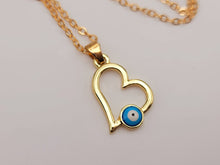 Load image into Gallery viewer, Evil Eye Necklace Blue Evil Eye Blue Eye Necklace Evil Eye Heart pendant