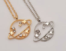 Load image into Gallery viewer, dainty planet choker or necklace / Saturn necklace / ufo necklace / alien necklace