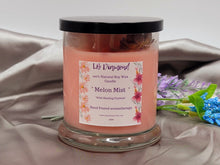 Load image into Gallery viewer, Melon Mist Natural Soy Wax Candle Highly Scented with Rose Quartz Crystals