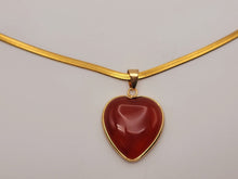 Load image into Gallery viewer, Genuine Natural Carnelian Crystal Choker Necklace Gold Tone Carnelian Healing Crystal