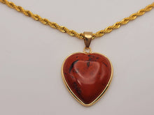 Load image into Gallery viewer, Handmade Crystal Choker Necklace Gold Tone Wrapped Red Jasper Healing Crystal Heart