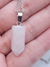Load image into Gallery viewer, Elegant 18-Inch Silver Tone Rose Quartz Point Necklace - Perfect for Daily Wear