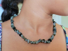 Load image into Gallery viewer, Labradorite Chip Choker Necklace Silver tone Gorgeous Choker