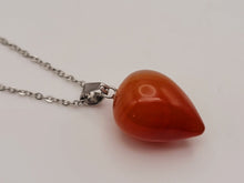 Load image into Gallery viewer, Carnelian Bead Crystal Necklace Handmade Natural Stone Silver Tone