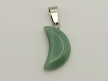 Load image into Gallery viewer, Natural Handmade Crystal Necklace Silver Tone Green Aventurine Healing Crystal MOON Necklace