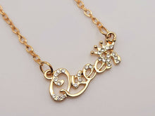 Load image into Gallery viewer, Dainty Necklace Queen - gift for her Gold Tone