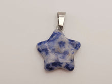 Load image into Gallery viewer, Natural Blue Soladite Handmade Star Necklace Hexagon Chain Silver Pendant Necklace
