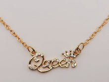 Load image into Gallery viewer, Dainty Necklace Queen - gift for her Gold Tone