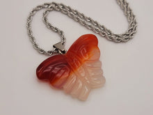 Load image into Gallery viewer, Choker Necklace Silver Tone Carnelian Healing Crystal Butterfly Necklace