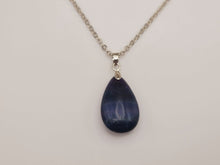 Load image into Gallery viewer, Natural Black Fluorite Handmade Crystal Necklace Silver Tone Chain Pendant Necklace