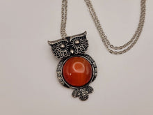 Load image into Gallery viewer, Whimsical Wisdom: Carnelian Owl Pendant Necklace - 18 Inches of Charm
