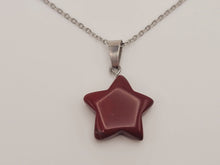 Load image into Gallery viewer, Carnelian Pendant Necklace Silver Tone Star Shaped Pendant