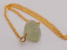 Load image into Gallery viewer, RAW Green Aventurine Healing Crystal Necklace Gold tone