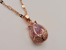 Load image into Gallery viewer, Gorgeous Rose Necklace, Flower Charm, Pendant with Crystals on a Dainty Gold Plated
