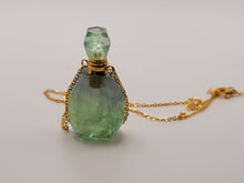 Load image into Gallery viewer, Perfume Bottle Crystal Green Fluorite Necklace Handmade, Genuine Stone