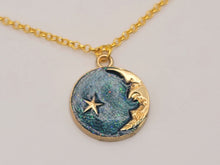 Load image into Gallery viewer, Moon Star Pendant Necklace - Trendy Moon necklace Gold tone