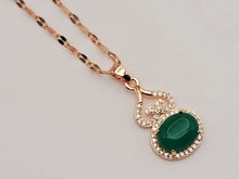 Load image into Gallery viewer, Elegant 18-Inch Rose Gold Necklace with Green Jade Drop Pendant - Perfect Gift for Her