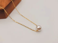 Load image into Gallery viewer, Pearl Pendant necklace, 18mm gold plated pewter charm, Round Pearl Necklace
