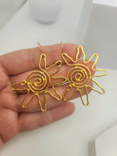 Load image into Gallery viewer, Handmade Gold Sun Natural Drop Earrings , Sun Sol Earrings