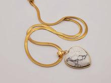 Load image into Gallery viewer, Handmade Crystal Choker Necklace Gold Tone Wrapped Howite Healing Crystal Heart