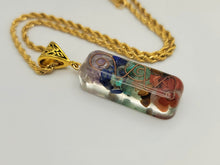 Load image into Gallery viewer, Natural Handmade Crystal Necklace Gold Tone 7 Chakras Healing Choker Orgone