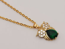 Load image into Gallery viewer, Green Owl Golden Necklace, Dainty Necklace, Bridesmaid Gift Tiny Owl