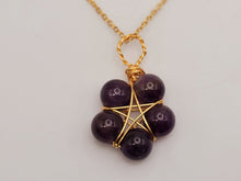 Load image into Gallery viewer, Crystal Necklace Gold Wire Wrapped Amethyst Healing Stone Necklace Gold tone