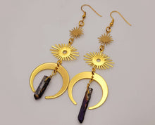 Load image into Gallery viewer, Celestial Aura Quartz Earrings Handmade, Cute earrings