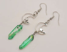 Load image into Gallery viewer, Green Celestial Aura Quartz Earrings Handmade, Cute earrings