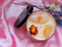 Load image into Gallery viewer, Mango Sage Tea Natural Soy Wax Candle Highly Scented with Citrine Crystals