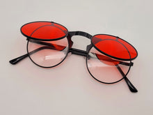 Load image into Gallery viewer, Steampunk Goggles Glasses Round Sunglasses Emo Retro Vintage Flip Up red