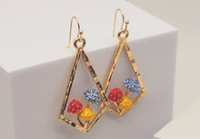 Load image into Gallery viewer, Mushroom earrings , unique forest jewelry , colorful hammered jewelry