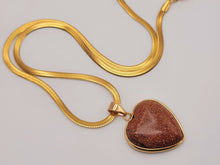 Load image into Gallery viewer, Crystal Choker Necklace Gold Tone Wrapped Gold Sandstone Healing Crystal Heart