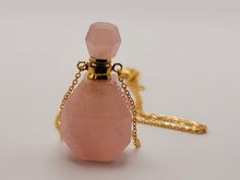 Load image into Gallery viewer, Perfume Bottle Crystal Rose Quartz Necklace Handmade, Genuine Stone