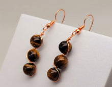 Load image into Gallery viewer, Handmade Tiger's Eye Natural Drop Earrings , Stone Tiger's Eye
