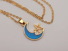Load image into Gallery viewer, Moon Star Pendant Necklace - Trendy Moon necklace Gold tone -