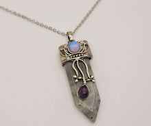 Load image into Gallery viewer, Natural Handmade Crystal Necklace Labradorite With Opal & Amethyst Reiki
