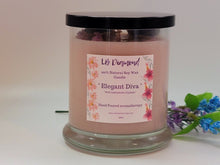 Load image into Gallery viewer, Elegant Diva Natural Soy Wax Candle Highly Scented with Labradorite Crystals