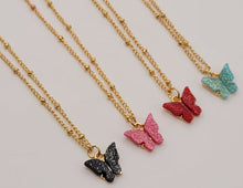 Load image into Gallery viewer, Butterfly Black Necklace - Trendy Butterfly necklace Gold tone