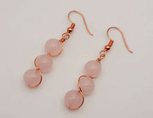Load image into Gallery viewer, Handmade Rose Quartz Natural Drop Earrings , Stone Earrings