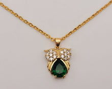 Load image into Gallery viewer, Green Owl Golden Necklace, Dainty Necklace, Bridesmaid Gift Tiny Owl