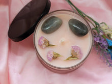 Load image into Gallery viewer, Elegant Diva Natural Soy Wax Candle Highly Scented with Labradorite Crystals
