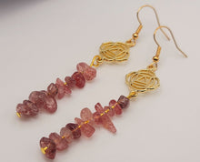 Load image into Gallery viewer, Handmade Strawberry Quartz Natural Drop Earrings , Stone Earrings
