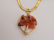 Load image into Gallery viewer, Natural Handmade Crystal Choker Necklace Gold Wire Wrapped Carnelian Heart